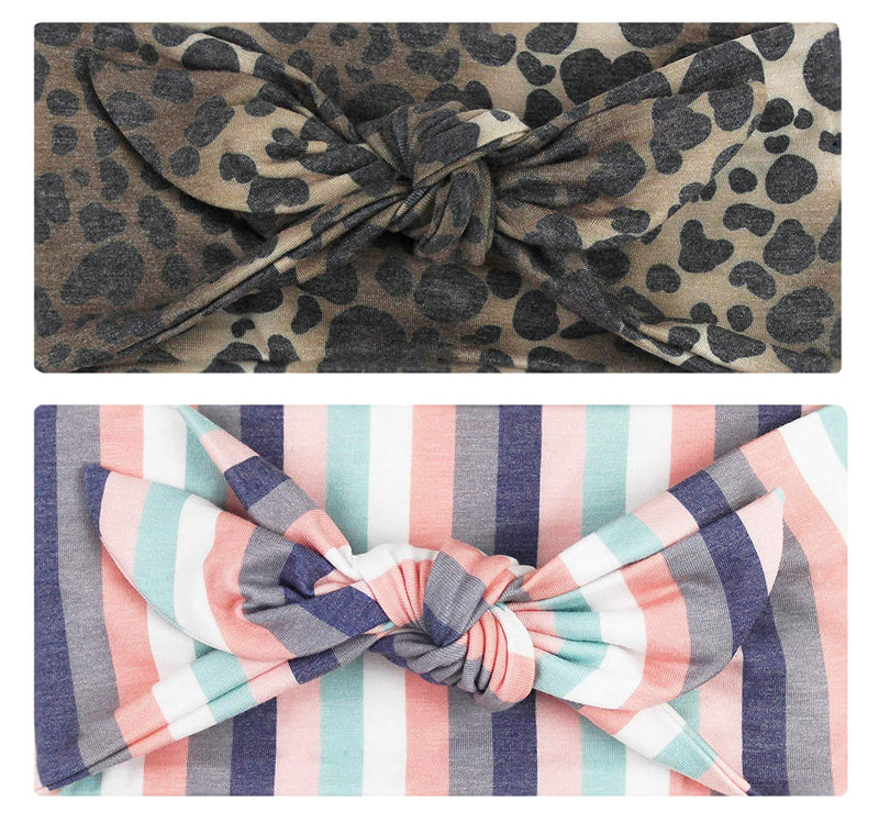 Cheetah and Stripe Bow Headband Yoga