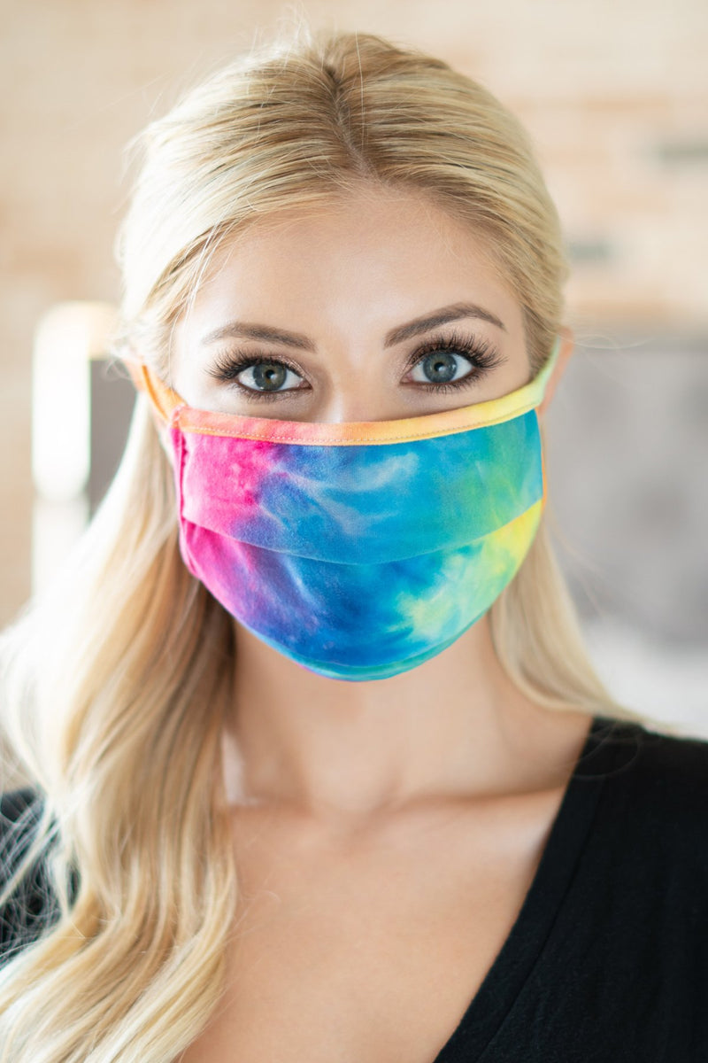 Rfm6006-Rtd023 - Tie Dye Reusable Pleated Face Mask for Adults