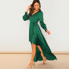 V-Neck Belted Wrap Asymmetric Party Maxi Dress