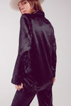 Black Velvet Oversized Blazer