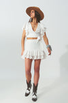 Broderie Frill Mini Skirt in White