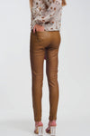 Coated Skinny Pants in Camel