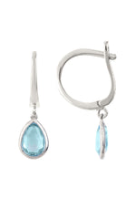 Pisa Mini Teardrop Earring Silver Blue Topaz