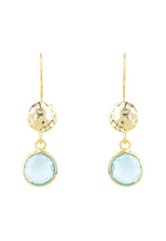 Circle & Hammer Earring Gold Blue Topaz