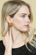 A8e2267 - Wood Disc Dangle Earrings