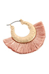 B2e2776 - Fan Tassel Metal Hammered Hoop Earrings