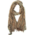 Turkish Cotton Blend Fringed Hobo Scarf Brown/Grey