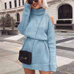 Chill Out Open Shoulder Knitted Sweater Dress