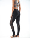 High waist sexy mesh stitching yoga step pants