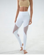 High waist sexy mesh stitching yoga step pants