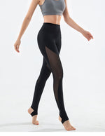 High waist sexy mesh stitching yoga step pants