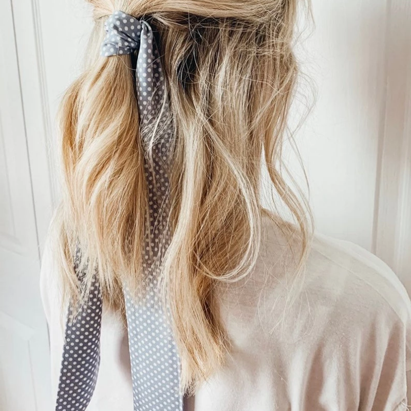 Dusty Blue Polka dot Hair Scarf