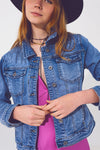 Denim Jacket in Light Blue Wash With Sequin Detail