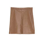 Camel Leather Effect Miniskirt