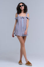 Blue Top With Orange Stripes