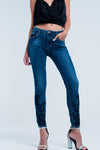 Skinny Blue Jeans With Strass