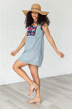 Festival Season Striped Embroidered Dress