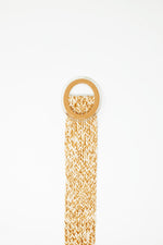 Round Buckle Braided Belt in Beige