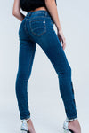 Skinny Blue Jeans With Strass