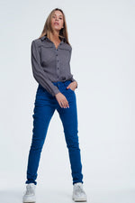 Drop Crotch Skinny Jean in Blue