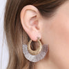 B2e2776 - Fan Tassel Metal Hammered Hoop Earrings