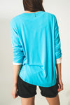 Blue Long Sleeve v Neck Top in Modal