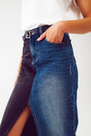 Blue and Black Block Denim Skirt