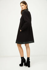 Black Coat With Pleather Detail