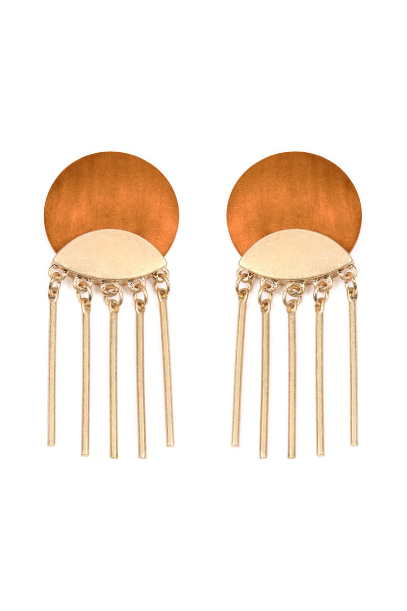 A8e2267 - Wood Disc Dangle Earrings