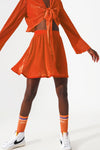 Pleated Short Skirt in Orange