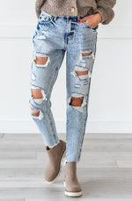 Girl Gang Stone Washed Distressed Jeans