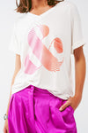 Asymmetrical Graphic T-Shirt in White