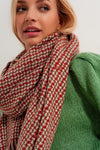 Super Soft Red Scarf With Geometric Print