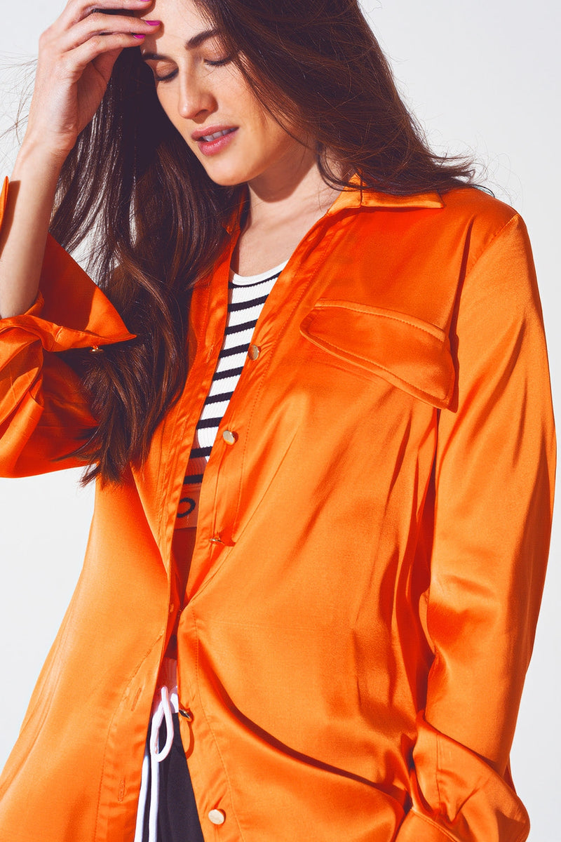 Rayon Relaxed Shirt in Bright Orange