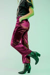 Straight Leg Velvet Pants in Purple