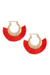 B2e2776 - Fan Tassel Metal Hammered Hoop Earrings