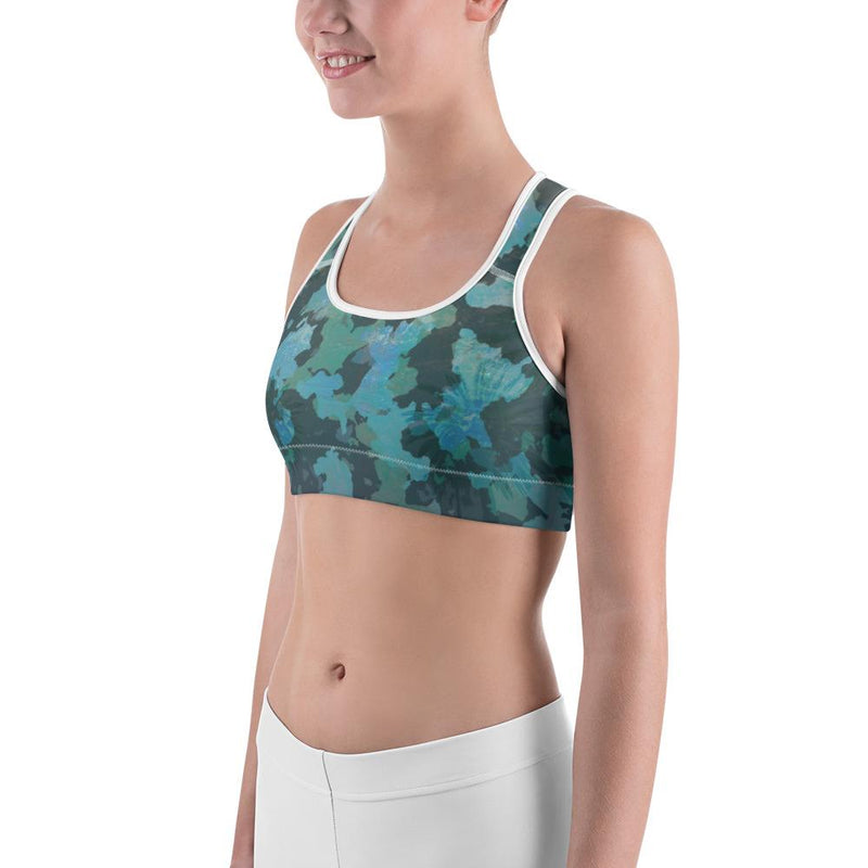 Women's Moisture Wicking O.U.R. Outdoors Sports Bra (White & Black Piping)