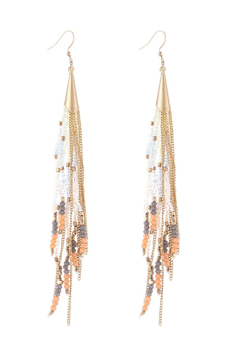 Hde3048 - Mixed Beads Tassel Earrings