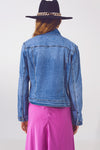 Denim Jacket in Light Blue Wash With Sequin Detail