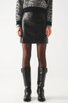 Black Leather Effect Miniskirt