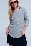 Navy Striped Asymmetric Sweater