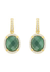 Beatrice Oval Gemstone Drop Earrings Gold Green Onyx