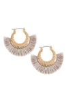 B2e2776 - Fan Tassel Metal Hammered Hoop Earrings