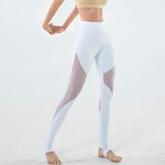 High waist sexy mesh stitching yoga step pants