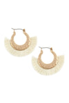 B2e2776 - Fan Tassel Metal Hammered Hoop Earrings