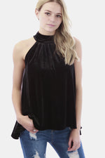 Sleeveless Velvet Swing Top