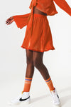 Pleated Short Skirt in Orange