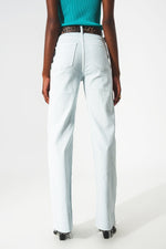 Elastic Cotton Jeans in Light Blue