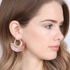 B2e2776 - Fan Tassel Metal Hammered Hoop Earrings