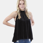 Sleeveless Velvet Swing Top